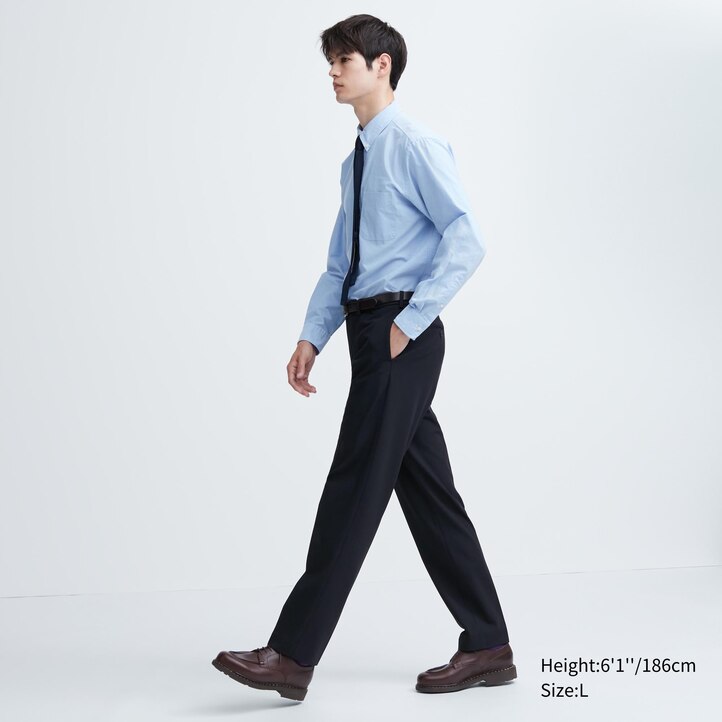 UNIQLO Smart Wool Like Ankle Length Trousers Long Gray | 81VECAIOZ