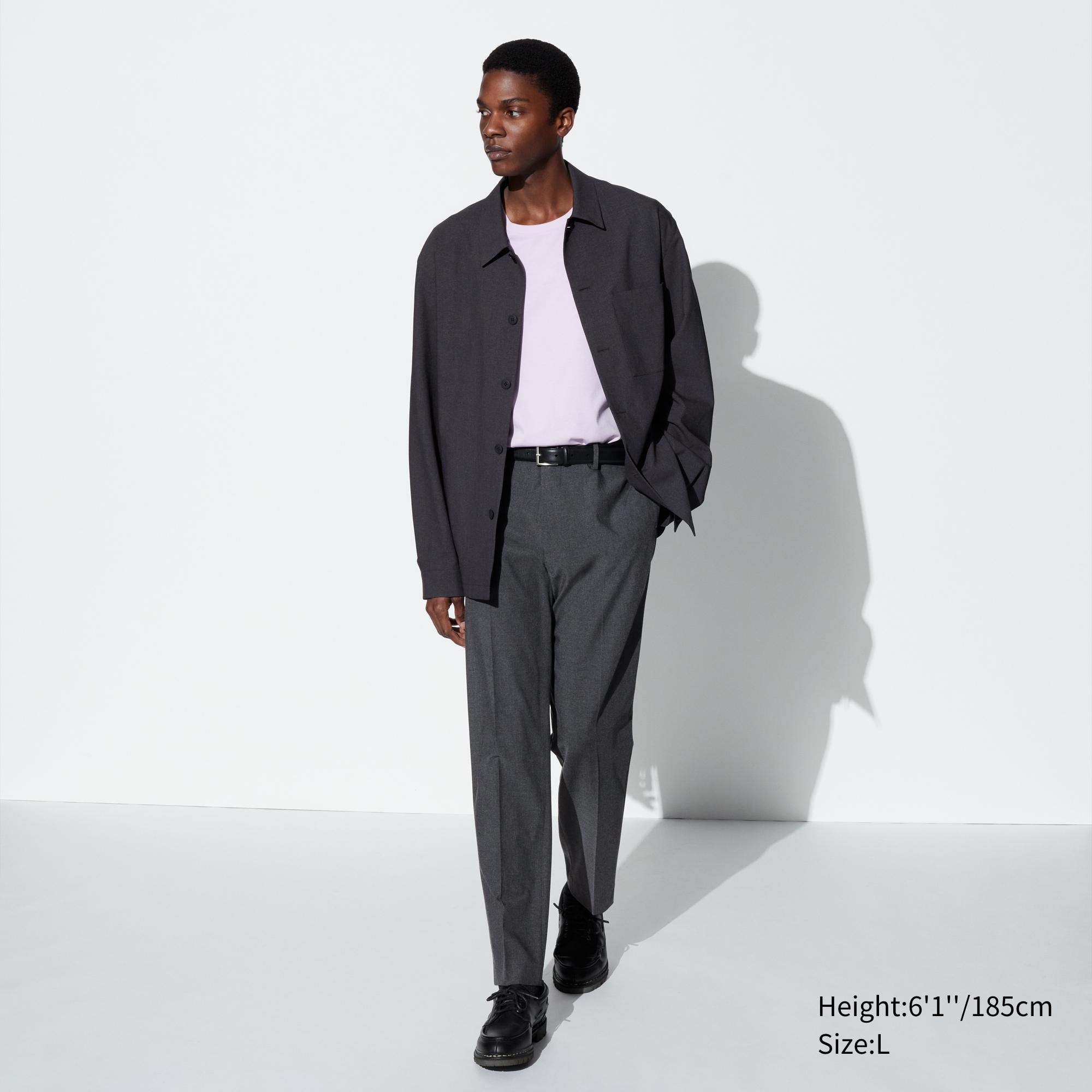 UNIQLO Smart Wool Like Ankle Length Trousers Long Gray | 85PXEFRYD