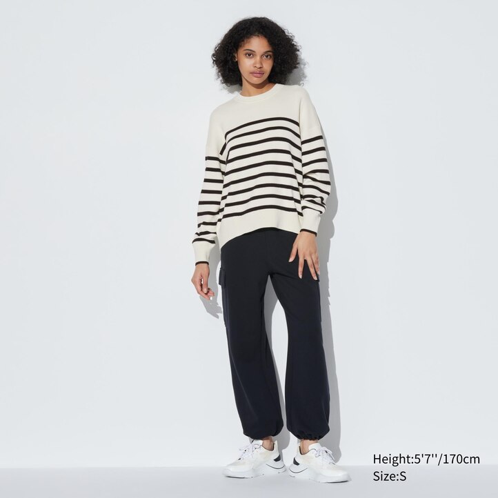 UNIQLO Smooth Cotton Relaxed Fit Striped Crew Neck Jumper Rød | 79GATIPYZ