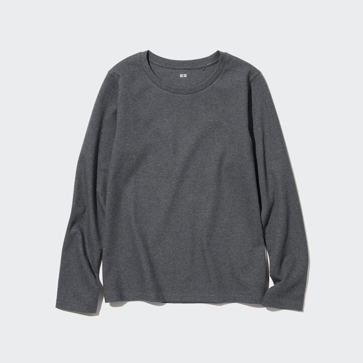 UNIQLO Smooth Cotton Stretch Crew Neck Long Sleeved T-Shirt Grønn | 12YXUVZLR