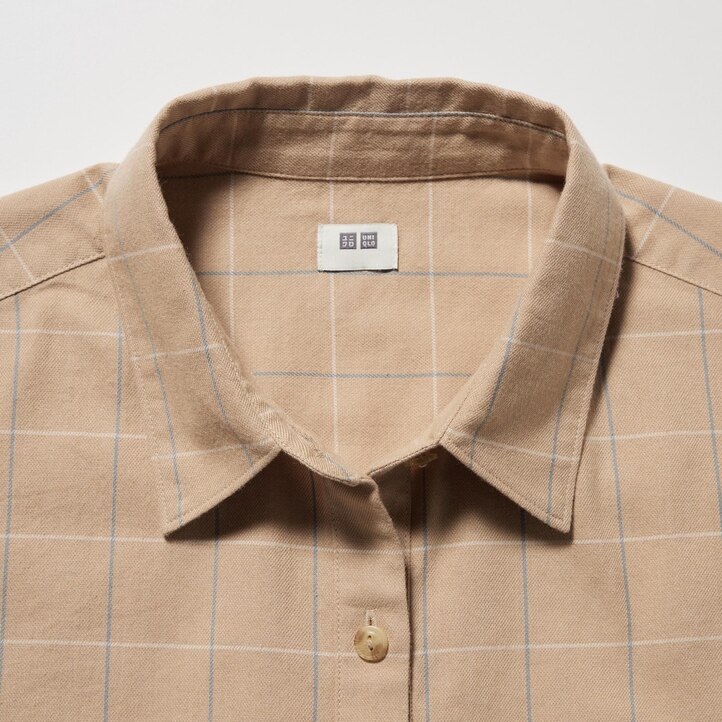 UNIQLO Soft Brushed Checked Long Sleeved Shirt Hvite | 02DLNCISE