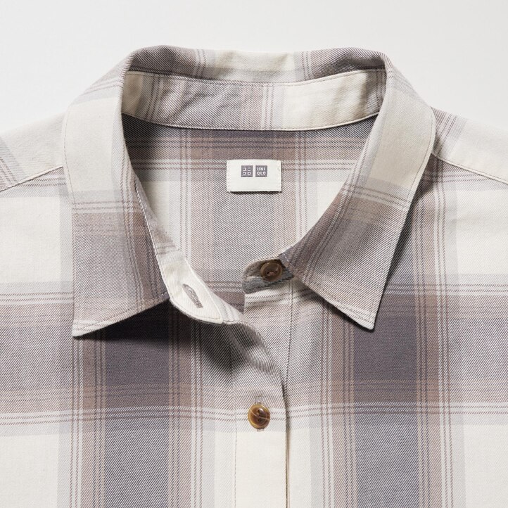 UNIQLO Soft Brushed Checked Long Sleeved Shirt Gray | 38HUKWJOC