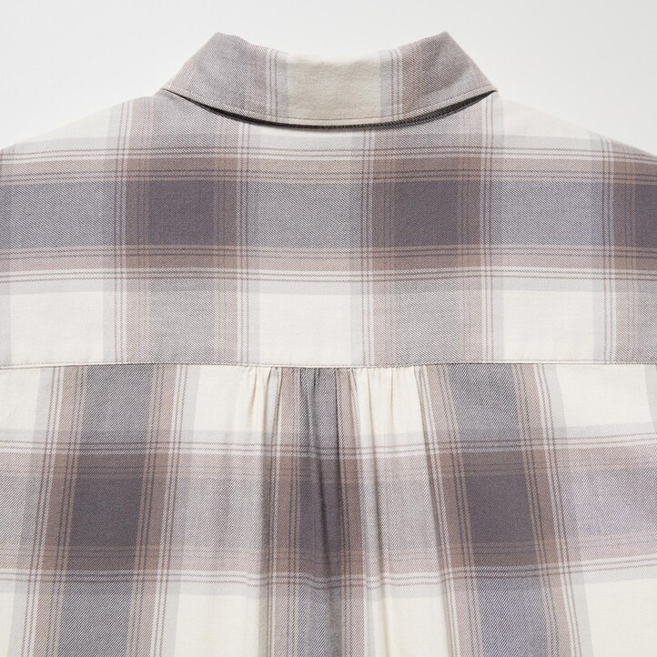 UNIQLO Soft Brushed Checked Long Sleeved Shirt Gray | 38HUKWJOC