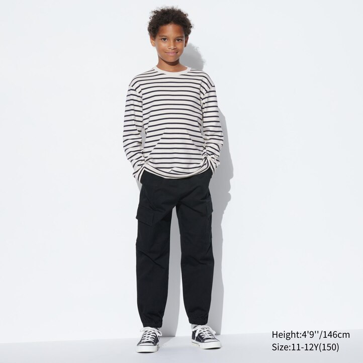 UNIQLO Soft Brushed Cotton Striped Crew Neck Long Sleeved T-Shirt Hvite | 72QYUSBHD