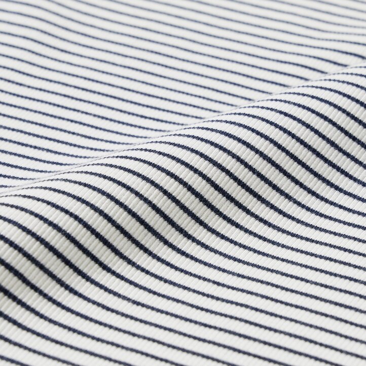 UNIQLO Soft Ribbed Fitted Striped Crew Neck Long Sleeved T-Shirt Hvite | 59CMKSVNW