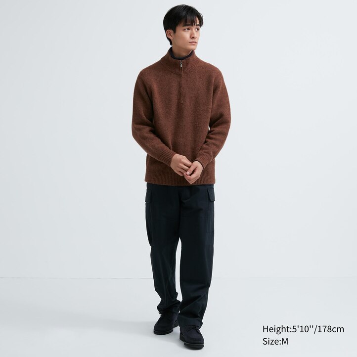 UNIQLO Soufflé Yarn Half Zipped Jumper Natural | 94GBDOALJ