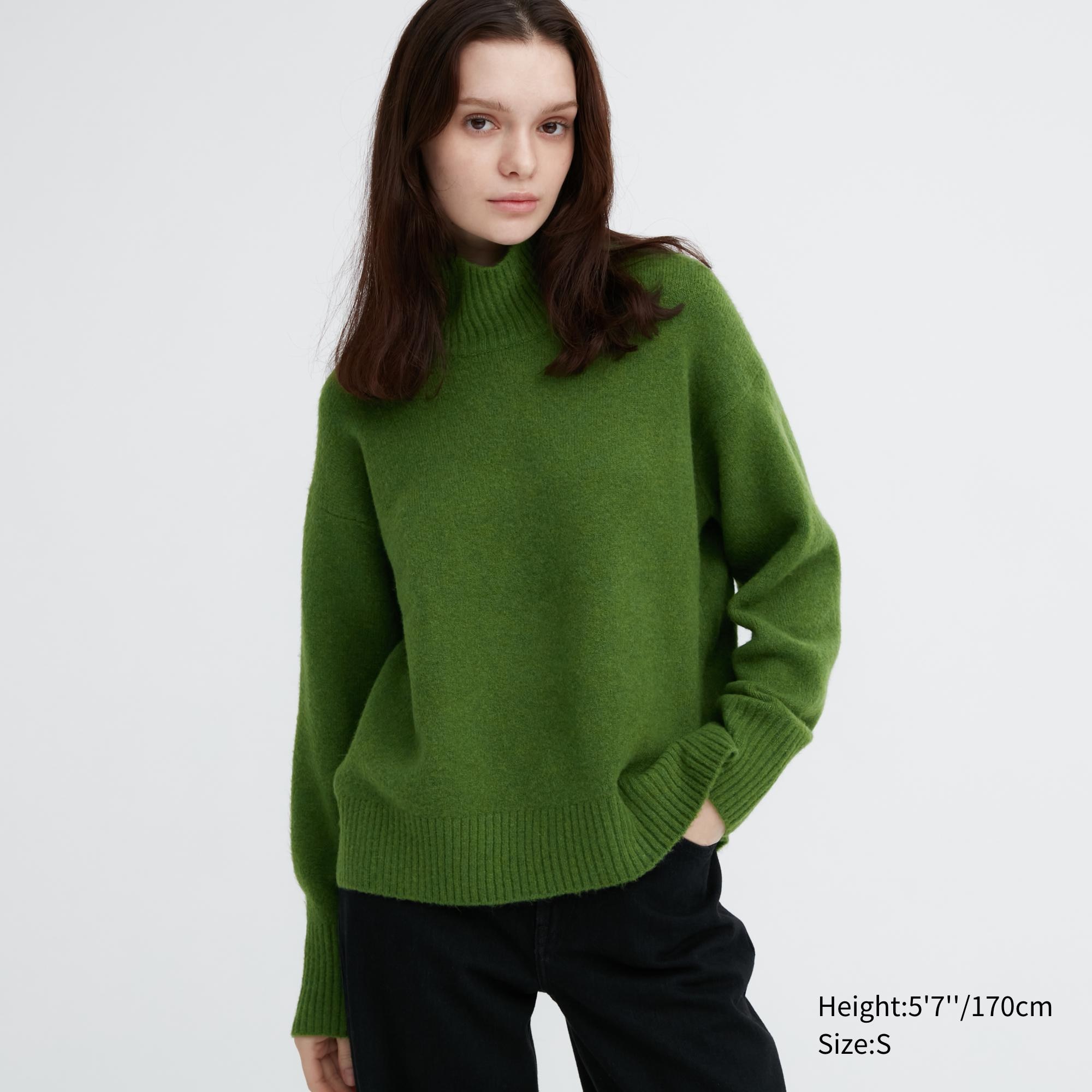 UNIQLO Soufflé Yarn High Neck Jumper Grønn | 36HJYXTQF