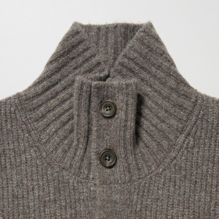 UNIQLO Soufflé Yarn Low Gauge Grandad Collar Cardigan Brune | 60BTLSAKP