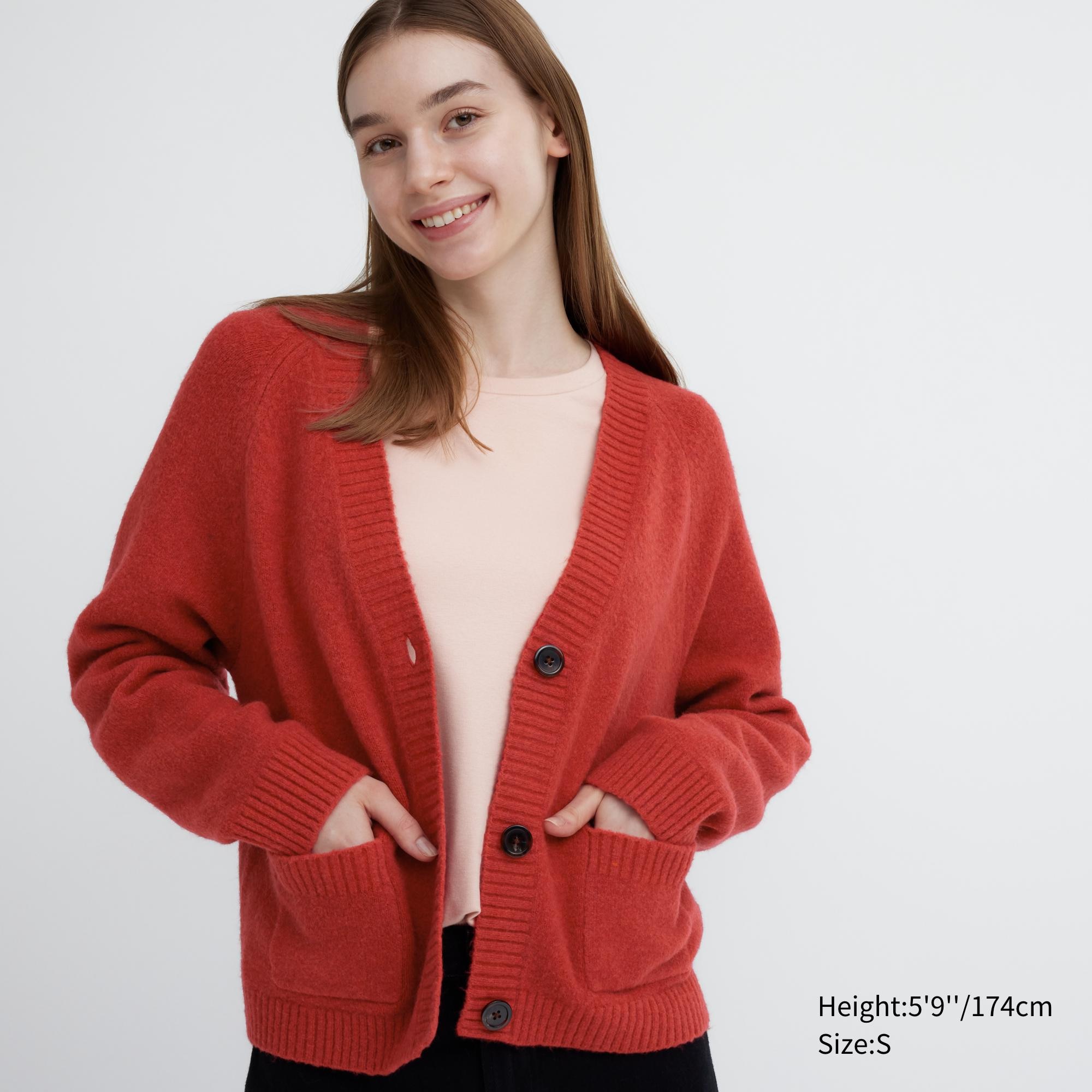 UNIQLO Soufflé Yarn Short Cardigan Rød | 18ZBGAKFV