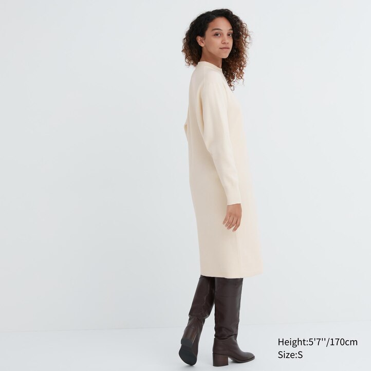 UNIQLO Soufflé Yarn Smooth Long Sleeved Dress Grønn | 80ARPVKLS