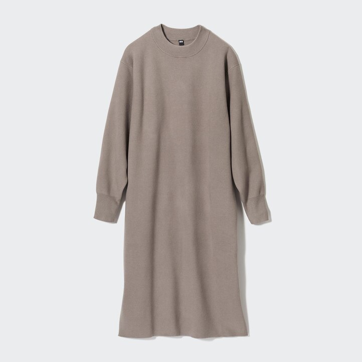 UNIQLO Soufflé Yarn Smooth Long Sleeved Dress Grønn | 80ARPVKLS