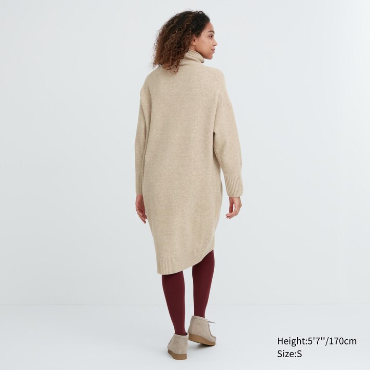 UNIQLO Soufflé Yarn Turtleneck Long Sleeved Dress Grønn | 71VYTQUPZ