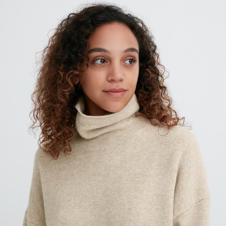 UNIQLO Soufflé Yarn Turtleneck Long Sleeved Dress Grønn | 71VYTQUPZ