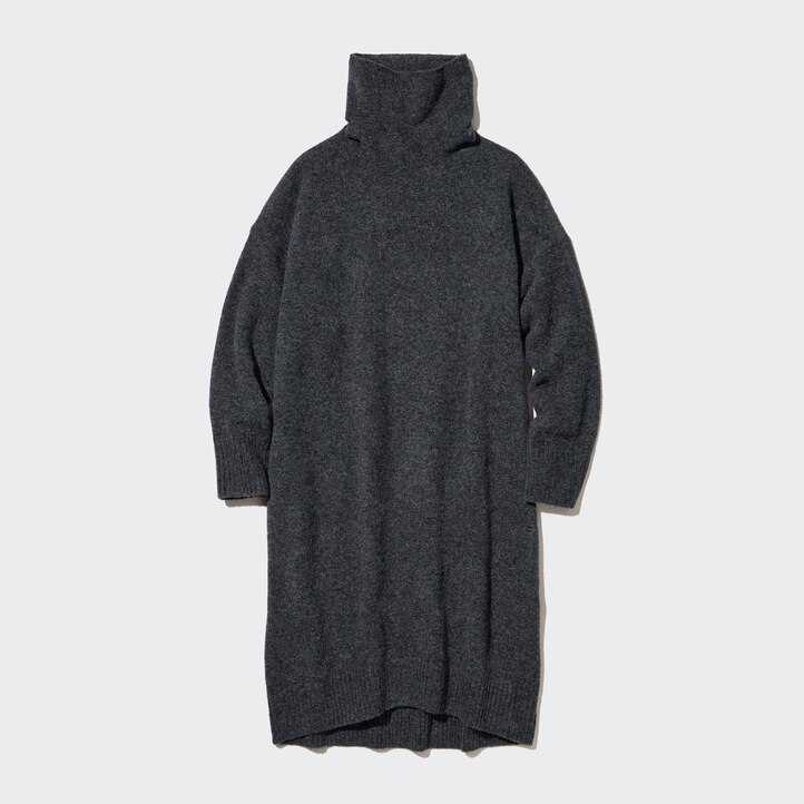 UNIQLO Soufflé Yarn Turtleneck Long Sleeved Dress Grønn | 71VYTQUPZ