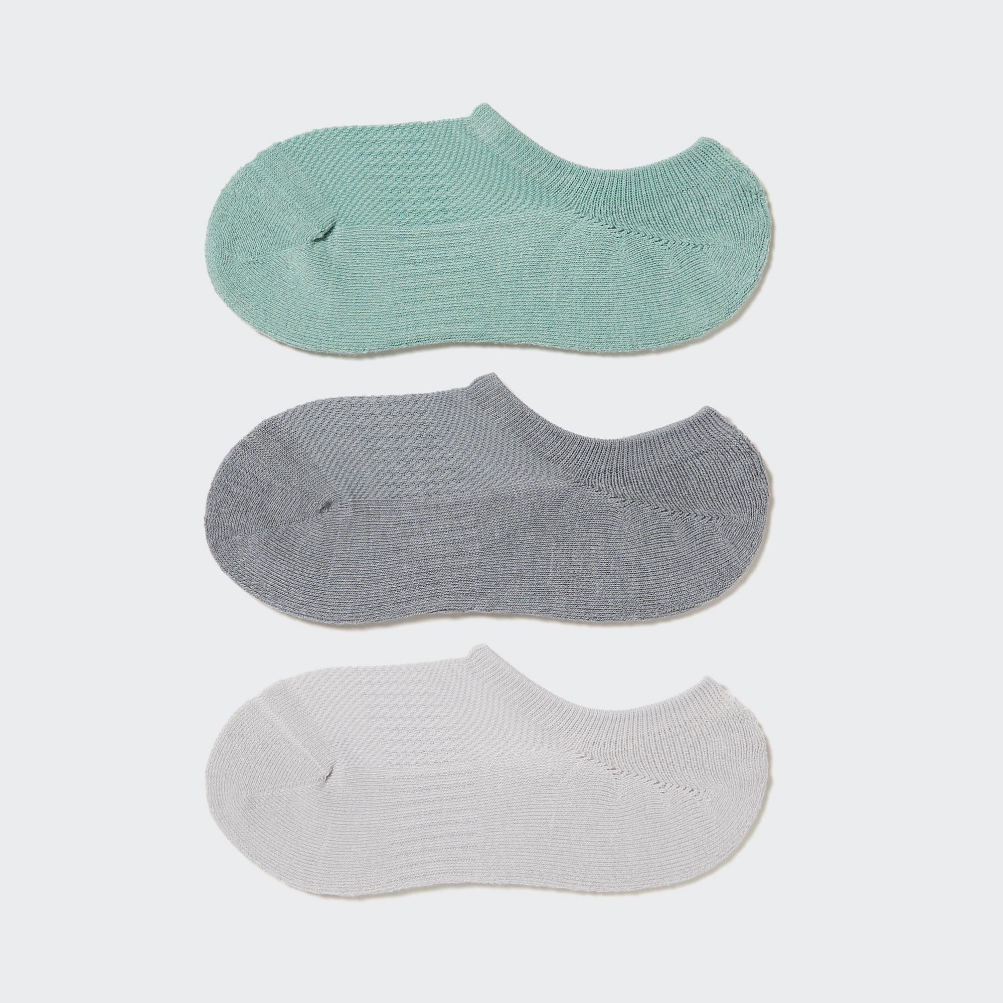 UNIQLO Sports Invisible No Show Socks Three Pairs Grønn | 45XKPSGZR