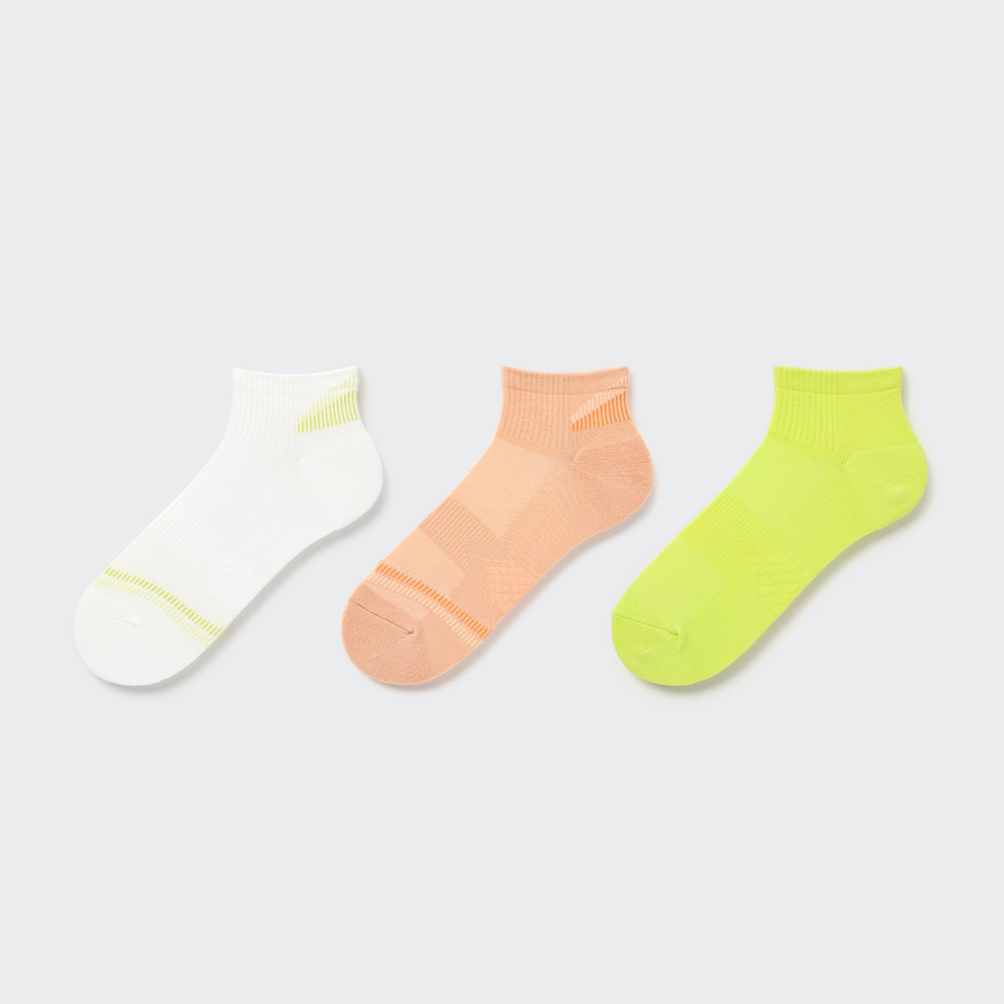 UNIQLO Sports Short Socks Three Pairs Hvite | 23AWEDGQM