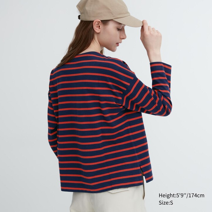 UNIQLO Striped Long Sleeved T-Shirt Hvite | 84XEHCGNI