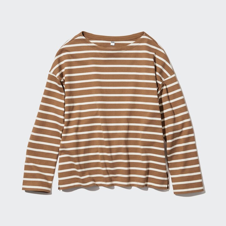 UNIQLO Striped Long Sleeved T-Shirt Hvite | 84XEHCGNI