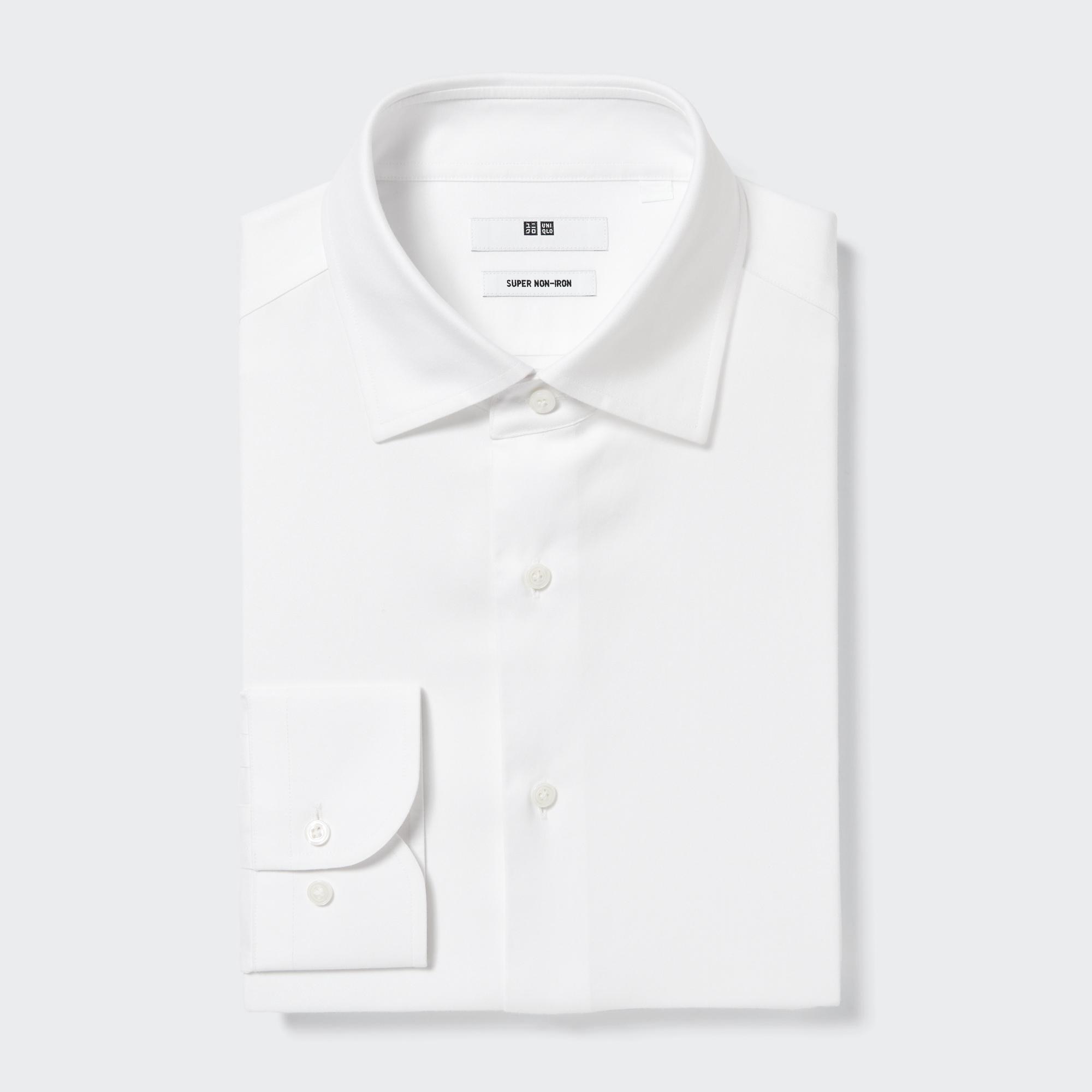 UNIQLO Super Non Iron Regular FiT-Shirt Semi Cutaway Collar Hvite | 16UATSCHD