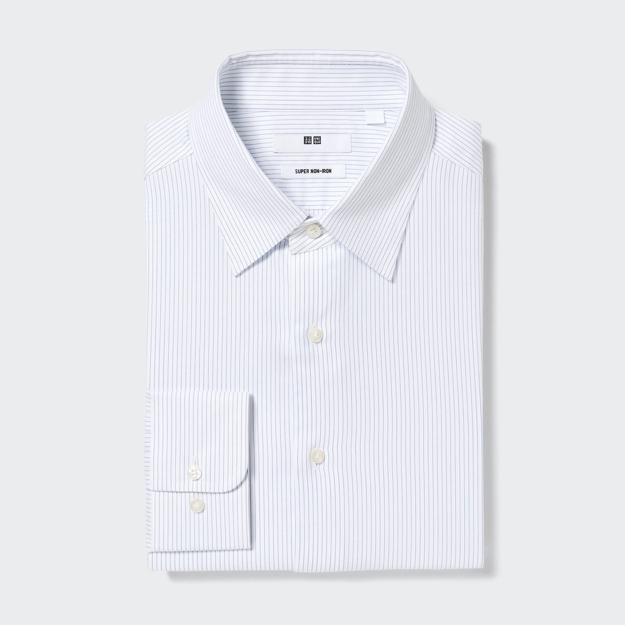 UNIQLO Super Non Iron Regular Fit Striped Shirt Regular Collar Blå | 07GENJIMA