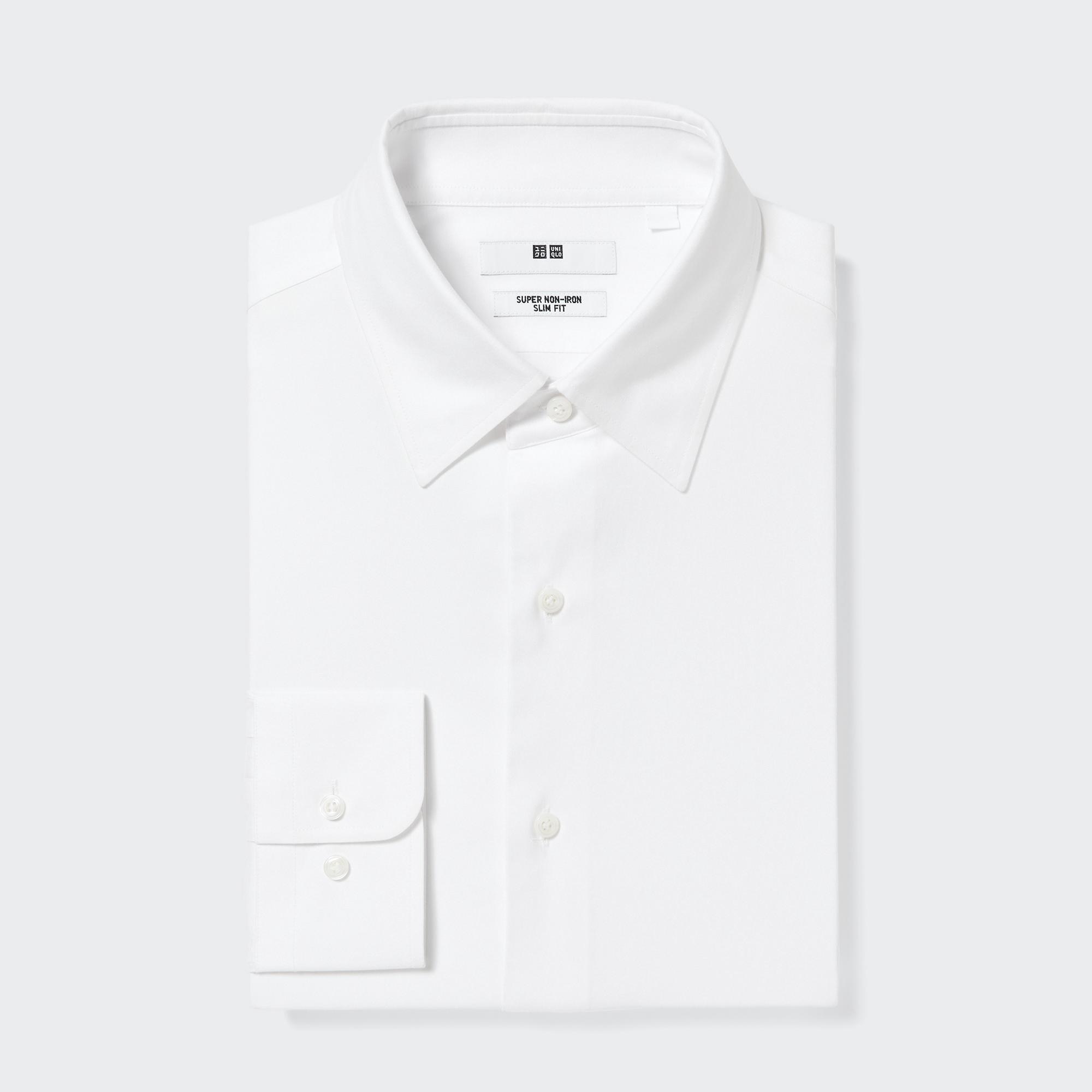 UNIQLO Super Non Iron Slim FiT-Shirt Regular Collar Hvite | 47UTADGXV