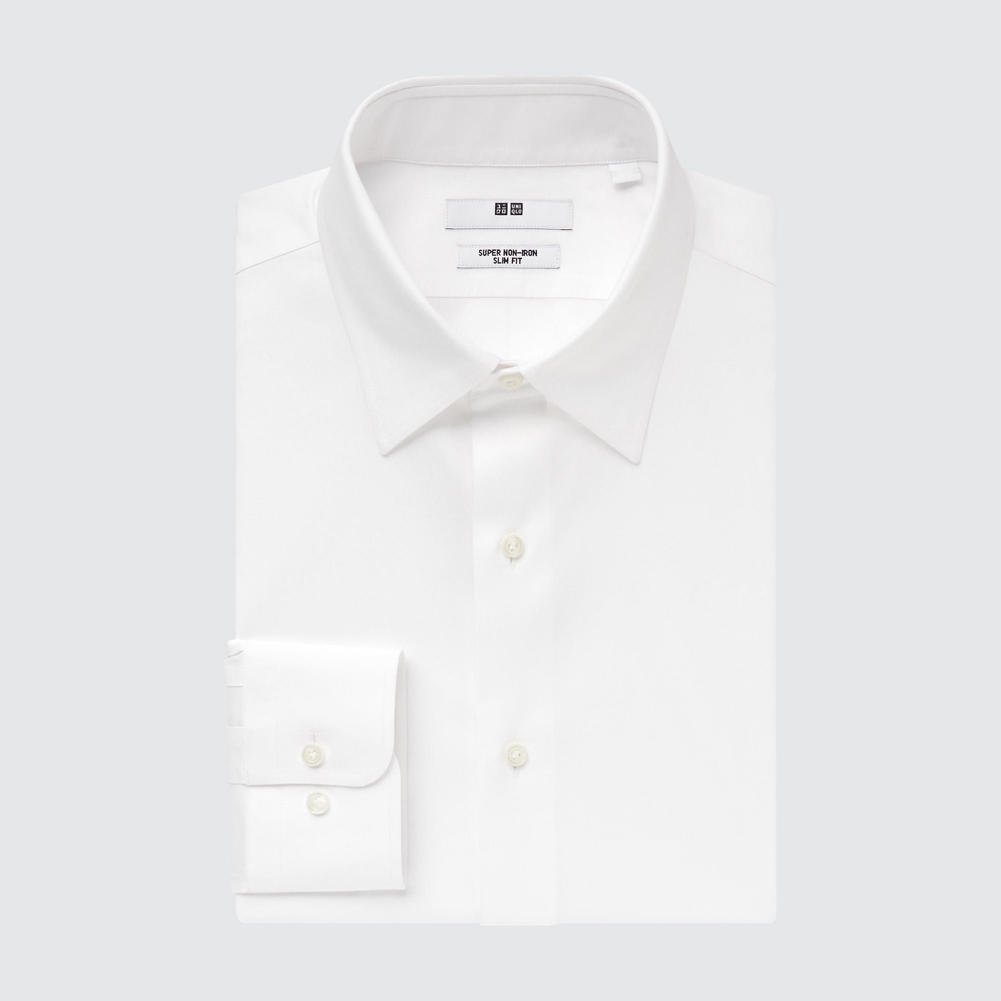 UNIQLO Super Non Iron Slim FiT-Shirt Regular Collar Hvite | 98AKYFPJU