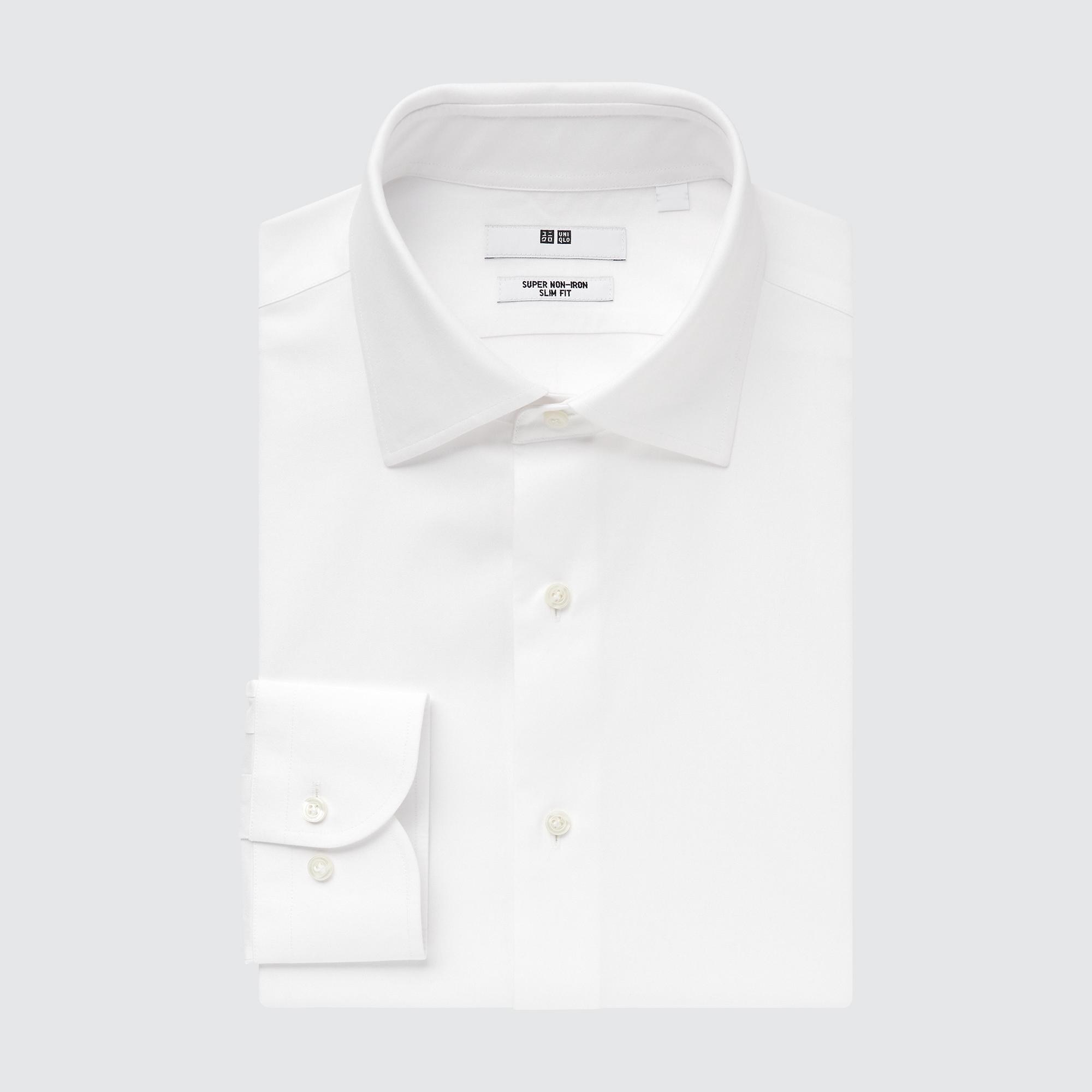 UNIQLO Super Non Iron Slim FiT-Shirt Semi Cutaway Collar Hvite | 41XTEGJLD