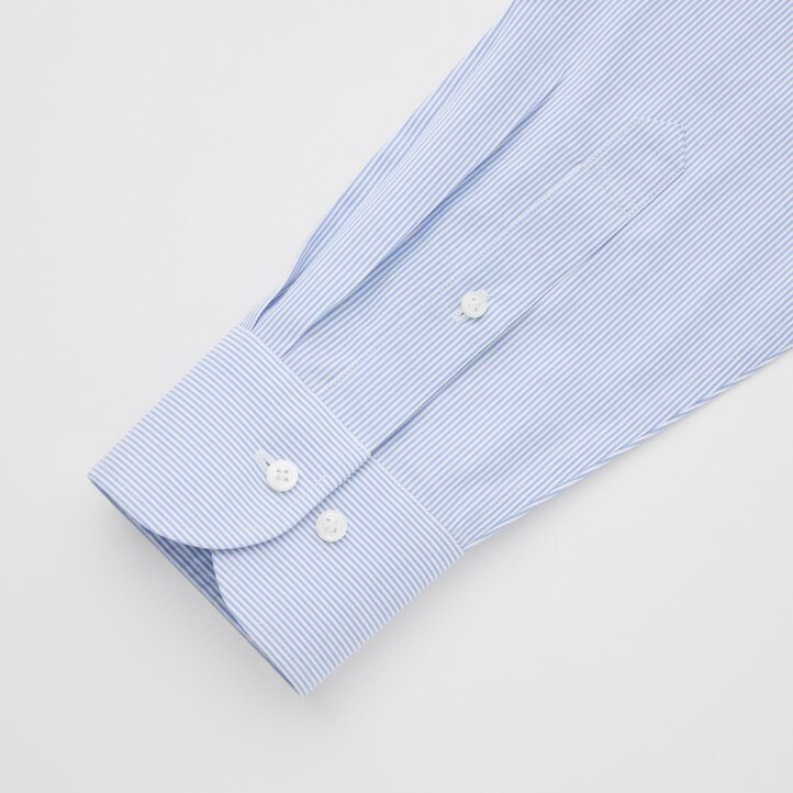 UNIQLO Super Non Iron Slim Fit Striped Shirt Semi Cutaway Collar Blå | 71AZHXRTC