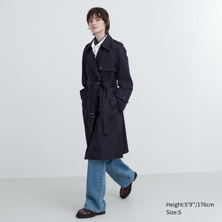 UNIQLO Trench Coat Marineblå | 93NPRAMGH