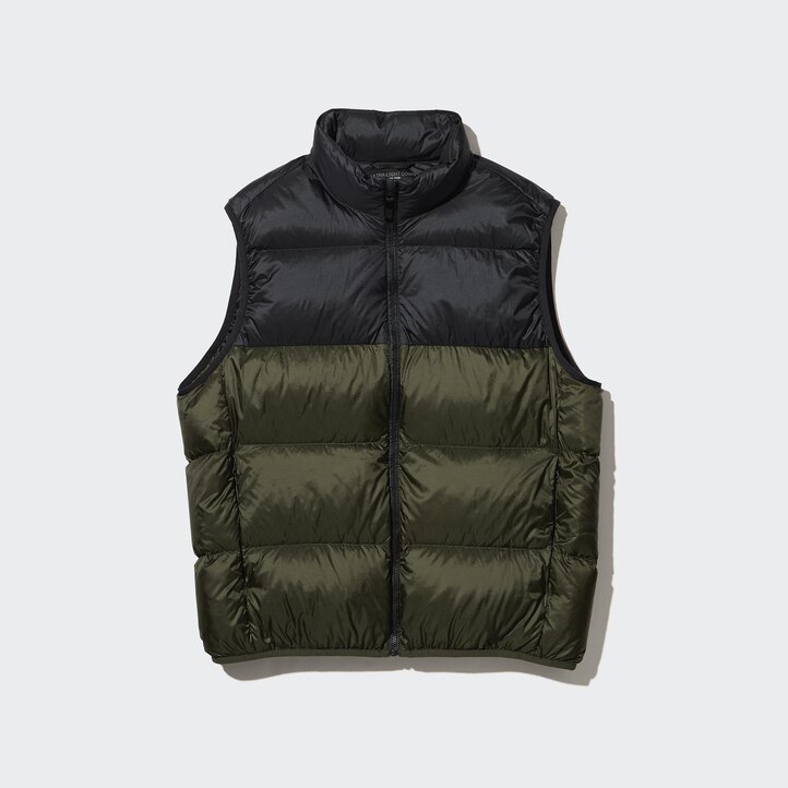 UNIQLO Ultra Light Down Colour Block Vest Olivengrønne | 92HRAUDYL