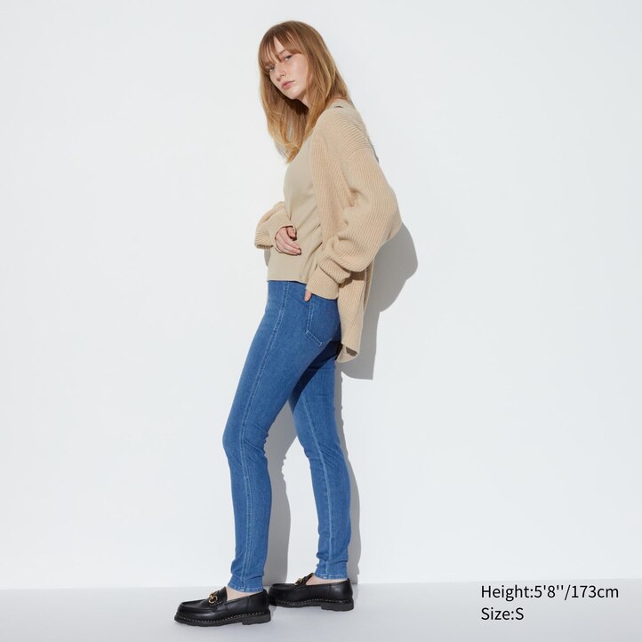 UNIQLO Ultra Stretch Denim Leggings Long Blå | 81ICTWPSU