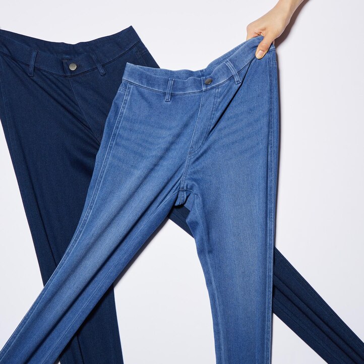 UNIQLO Ultra Stretch Denim Leggings Long Blå | 81ICTWPSU