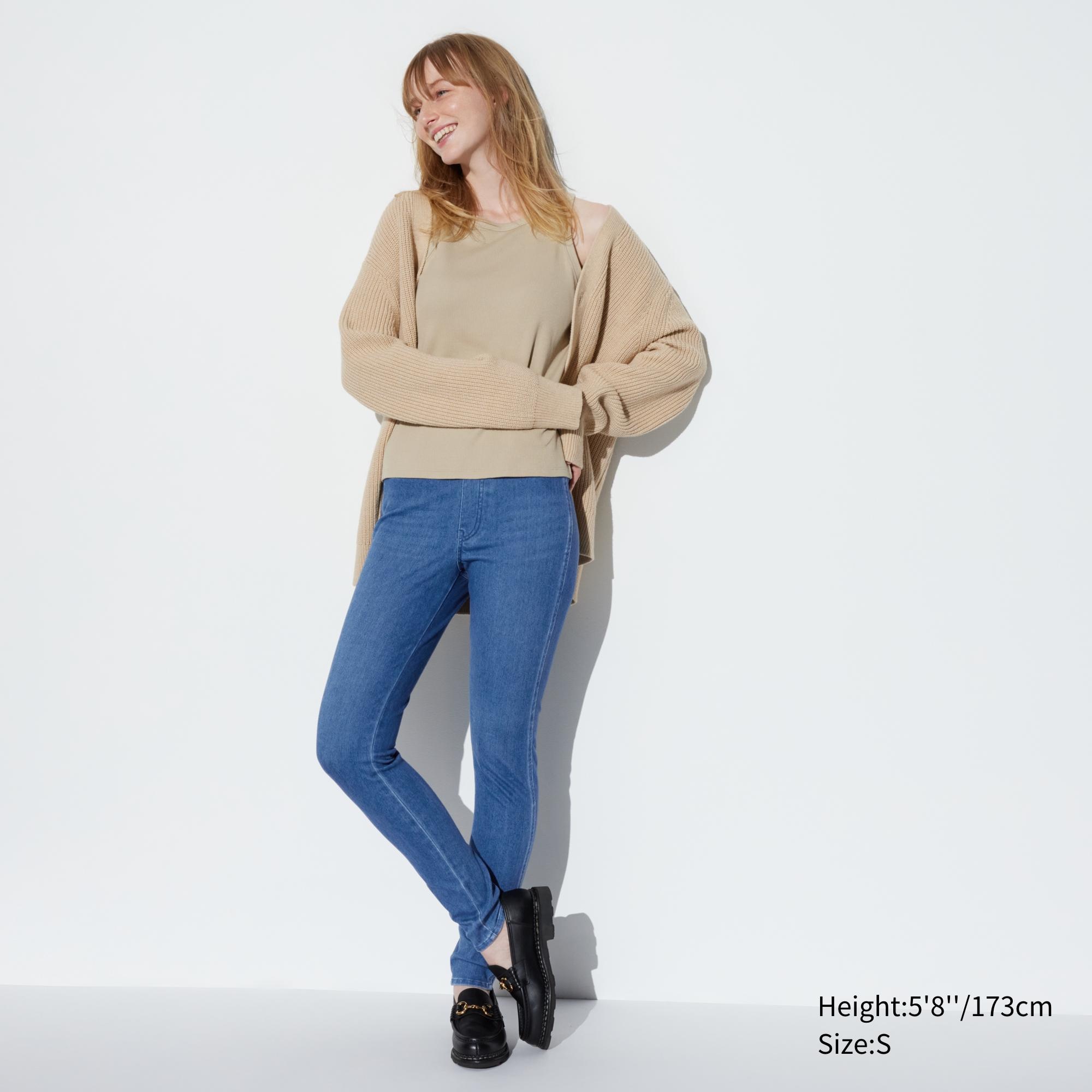 UNIQLO Ultra Stretch Denim Leggings Long Blå | 81ICTWPSU