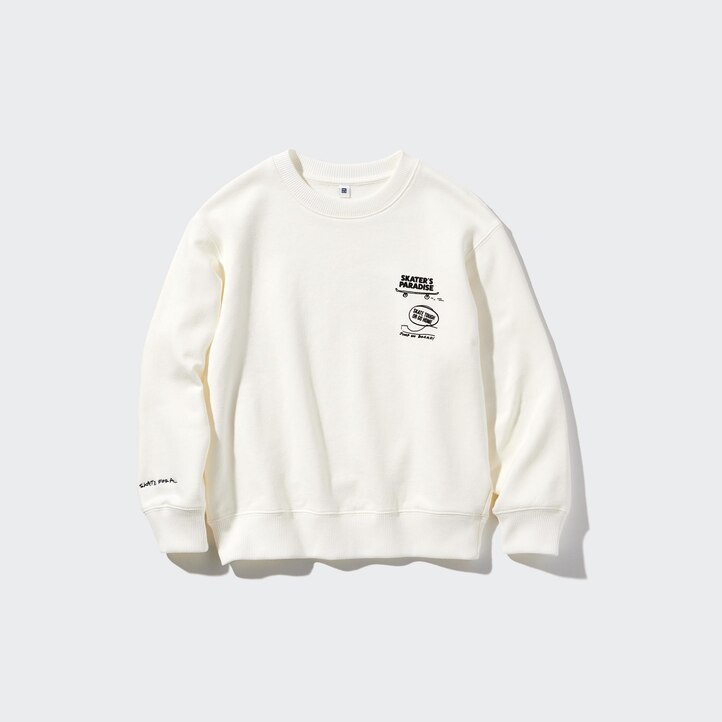 UNIQLO Ultra Stretch Graphic Sweatshirt Hvite | 15VDZSFWM