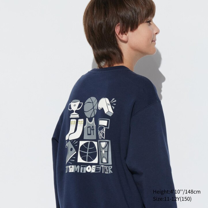 UNIQLO Ultra Stretch Graphic Sweatshirt Marineblå | 28VEKPCFI