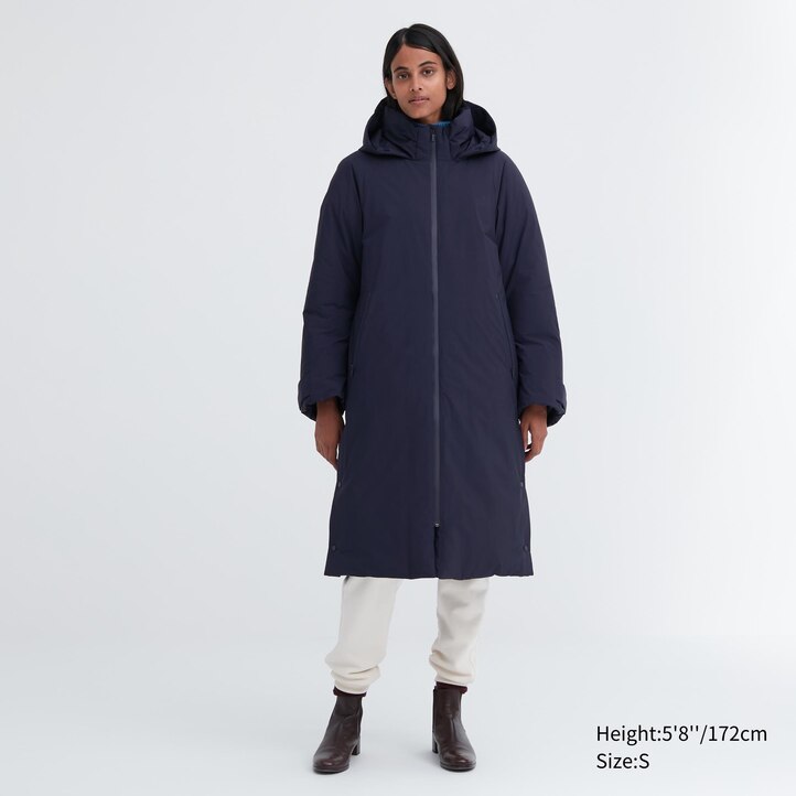 UNIQLO Ultra Warm Hybrid Down Long Coat Svarte | 42MCZQXTU