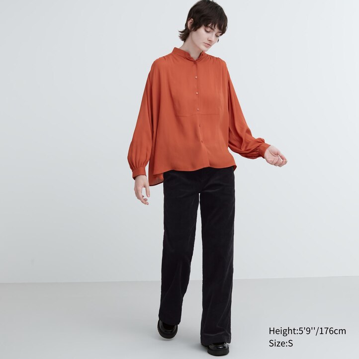 UNIQLO Volume Blouse Hvite | 06QZBWAMY