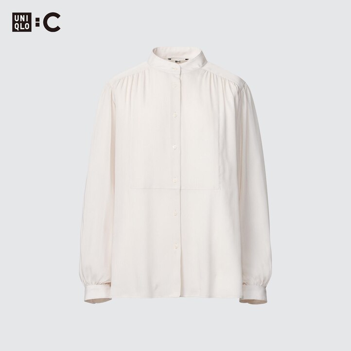 UNIQLO Volume Blouse Hvite | 06QZBWAMY