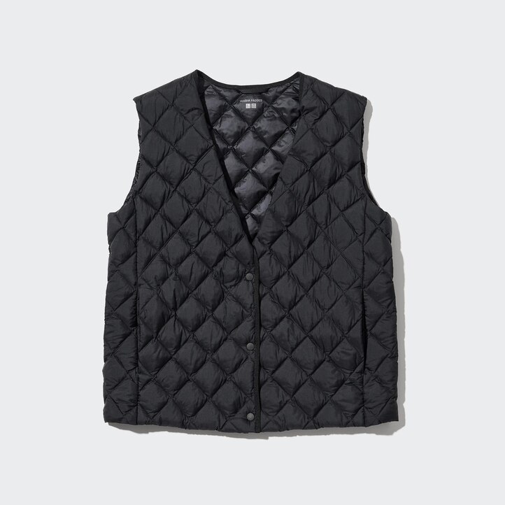 UNIQLO Warm Padded Quilted Vest Gray | 69DHZQWBA