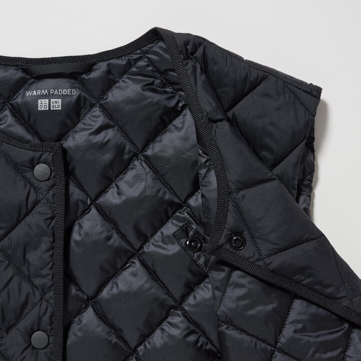 UNIQLO Warm Padded Quilted Vest Svarte | 23JBHSZNC