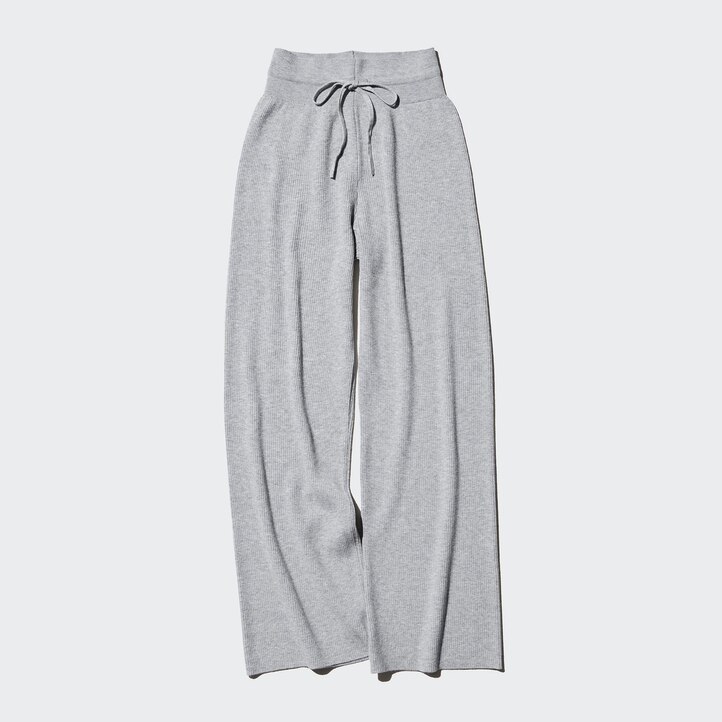 UNIQLO Washable Knit Ribbed Trousers Gray | 35GFCDSAE