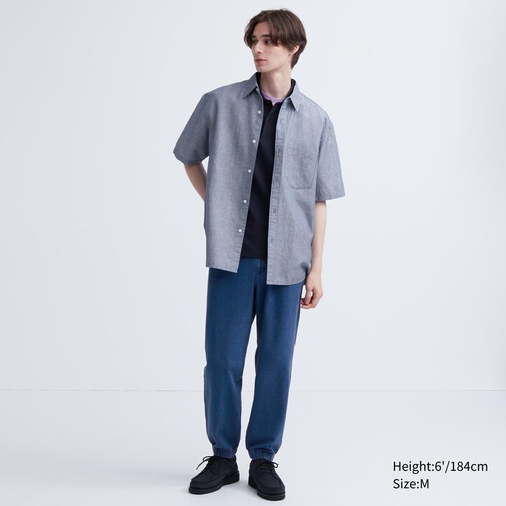 UNIQLO Washed Jersey Denim Look Joggers Blå | 25HMPSZXV