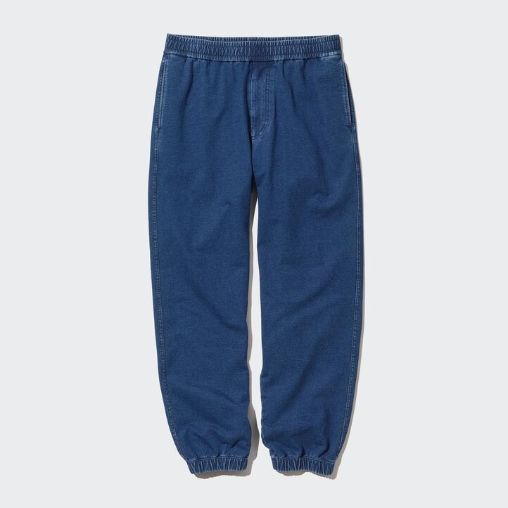 UNIQLO Washed Jersey Denim Look Joggers Blå | 25HMPSZXV