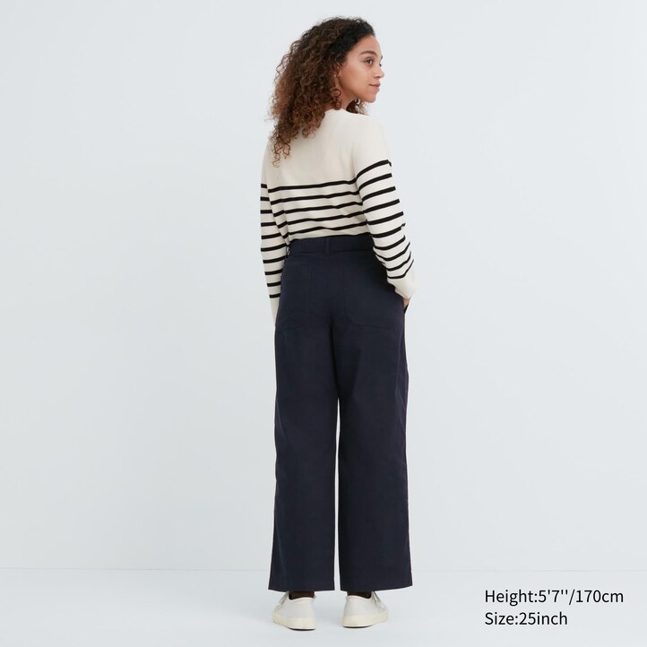 UNIQLO Wide Leg Baker Trousers Hvite | 32NTWSFGJ