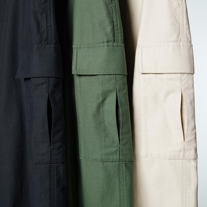 UNIQLO Wide Straight Leg Cargo Trousers Long Mørke | 06UOSVWPT