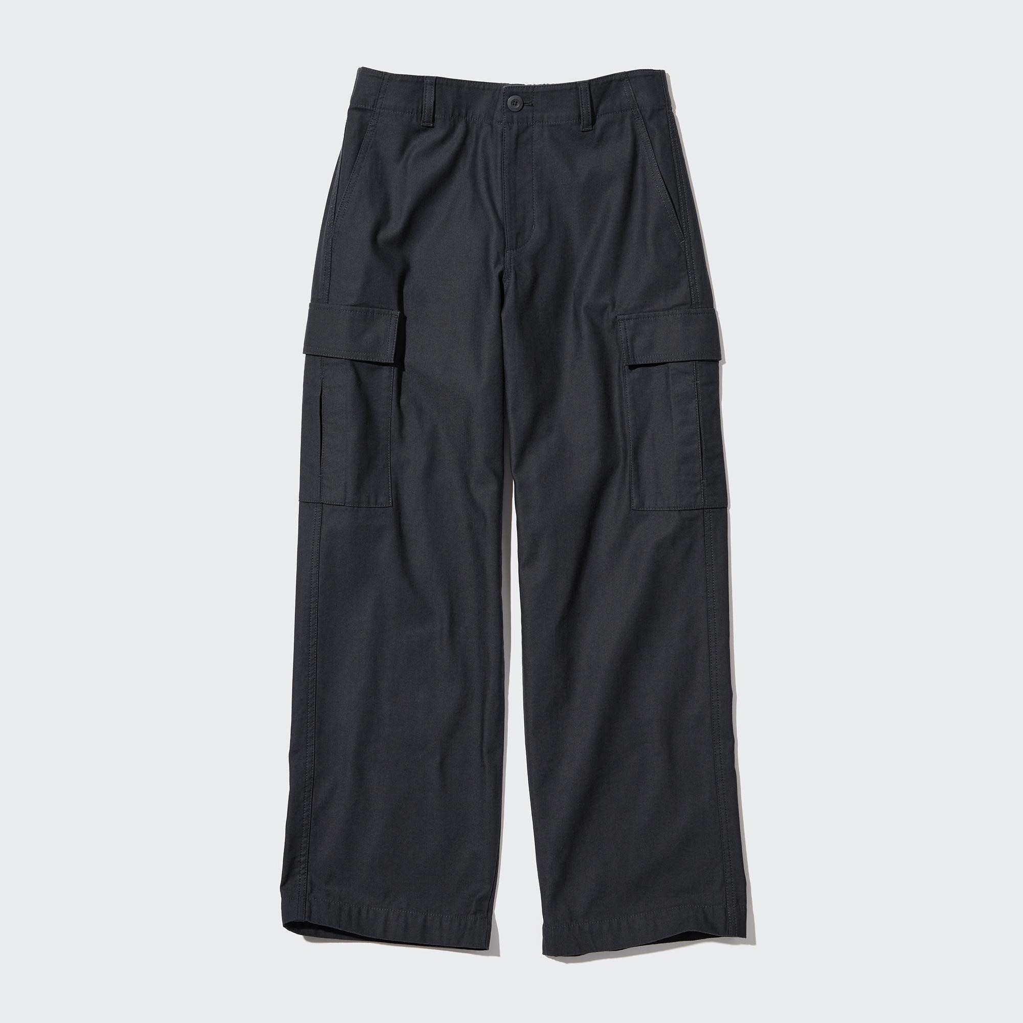 UNIQLO Wide Straight Leg Cargo Trousers Long Mørke | 06UOSVWPT