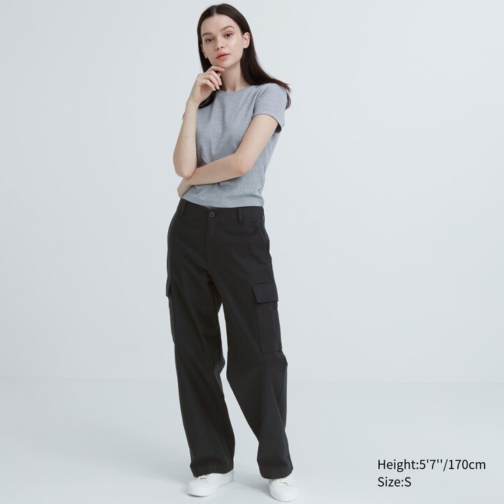 UNIQLO Wide Straight Leg Cargo Trousers Grønn | 76CNYAXWH