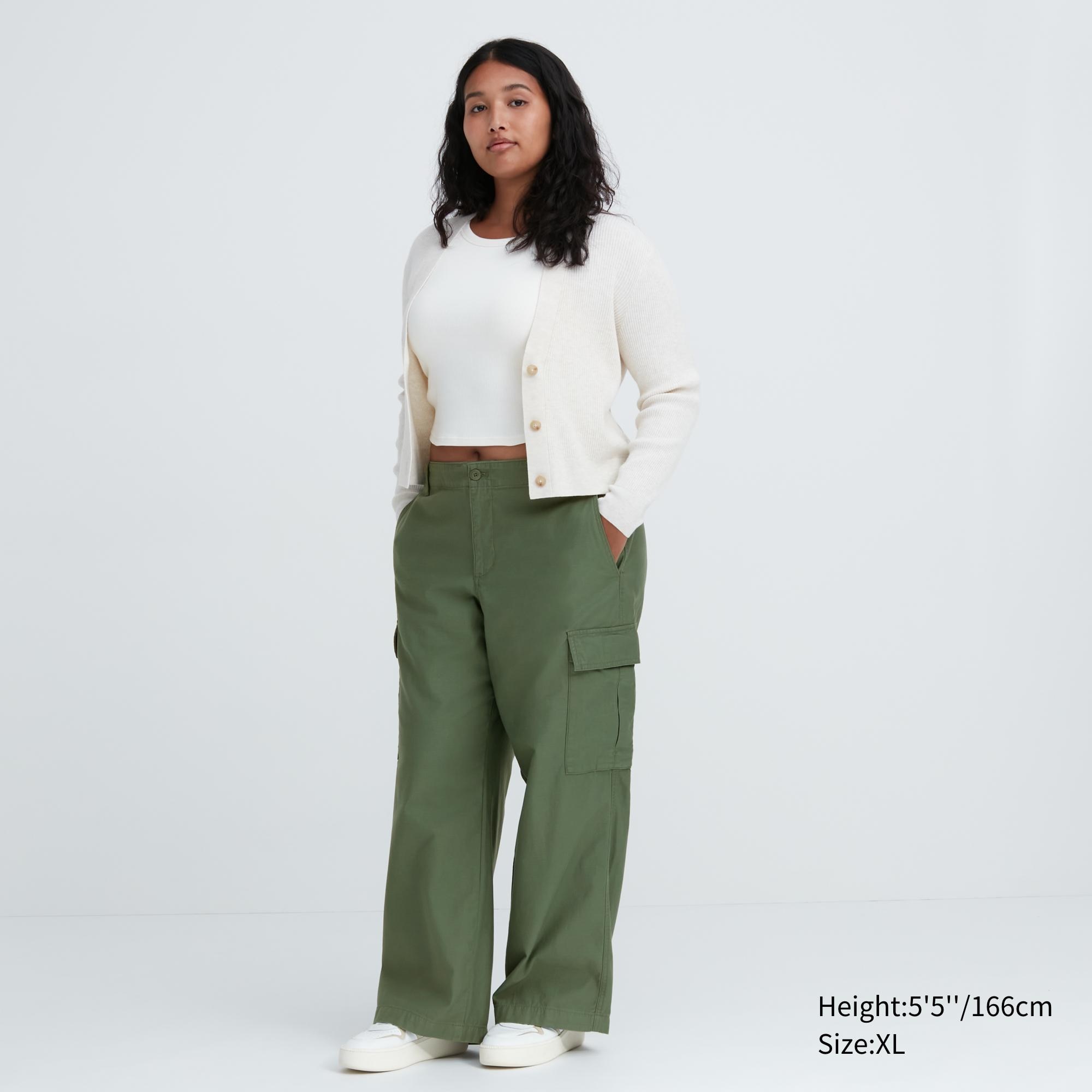 UNIQLO Wide Straight Leg Cargo Trousers Grønn | 76CNYAXWH