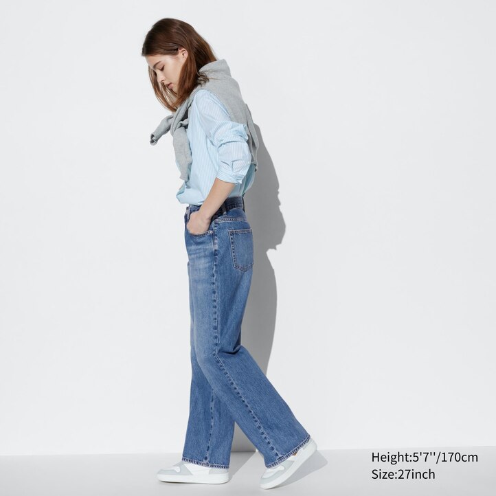 UNIQLO Wide Straight Leg Jeans Gray | 81NSMFEIV