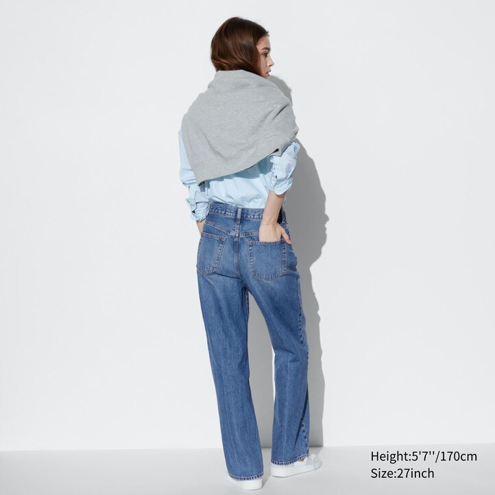 UNIQLO Wide Straight Leg Jeans Gray | 81NSMFEIV